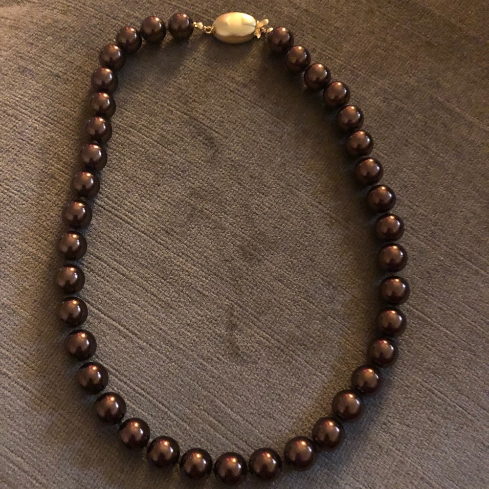 Chocolate Glass Pearl Designer Necklace-  514 $35 or $30 w/offer
